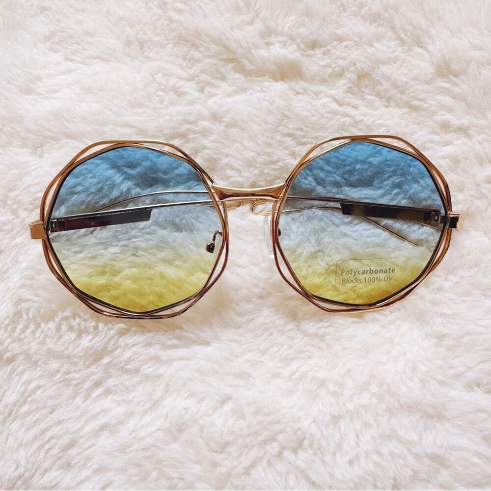 Seraphina Blue & Yellow Geometric Sunglasses